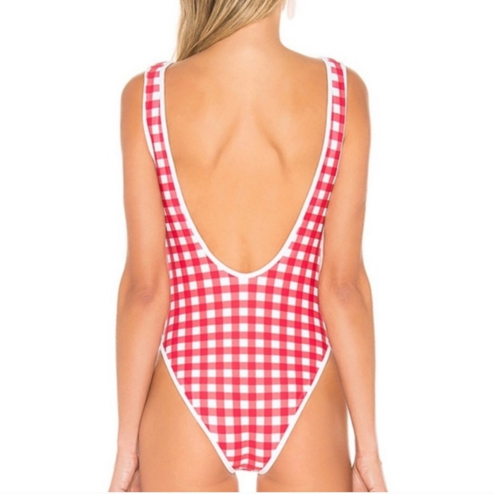 Lovers + Friends Good Times Gingham Red One Piece Swimsuit - Picture 2 of 13
